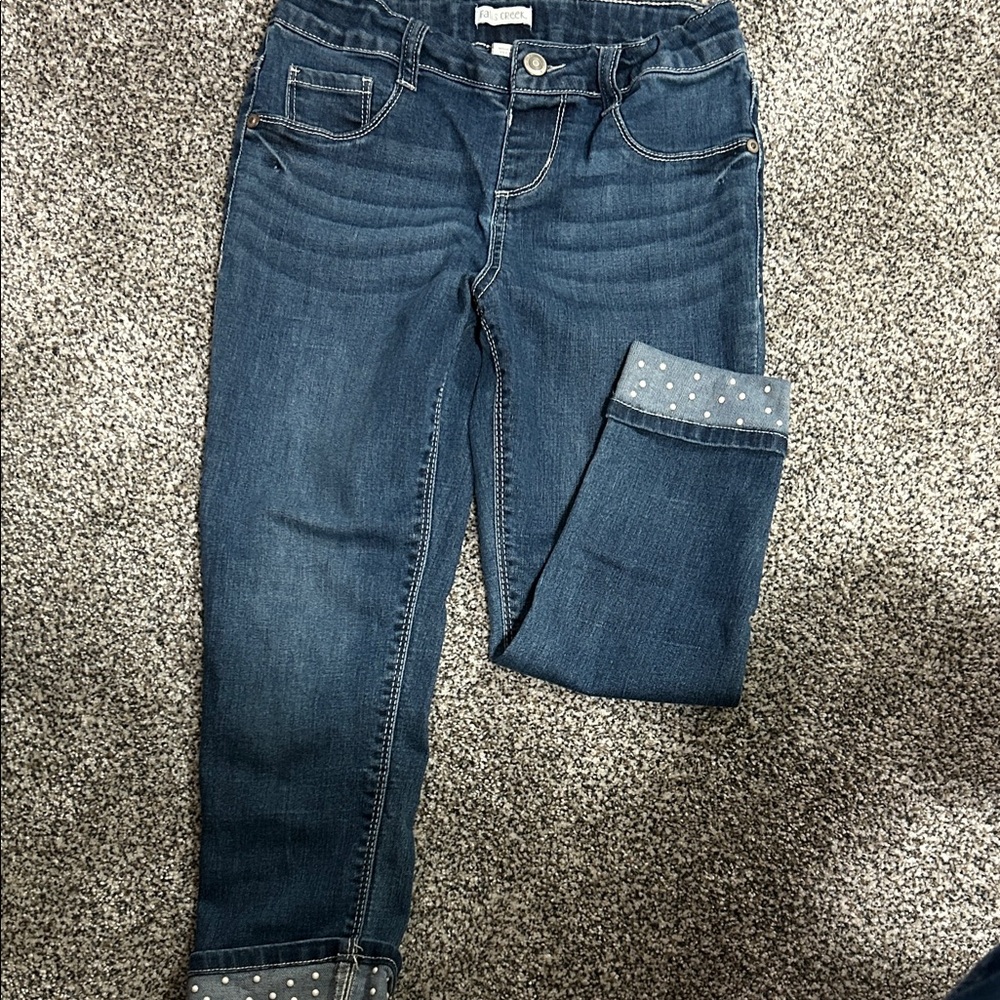 Falls Creek Blue Cropped Jeans with Studded Cuffs